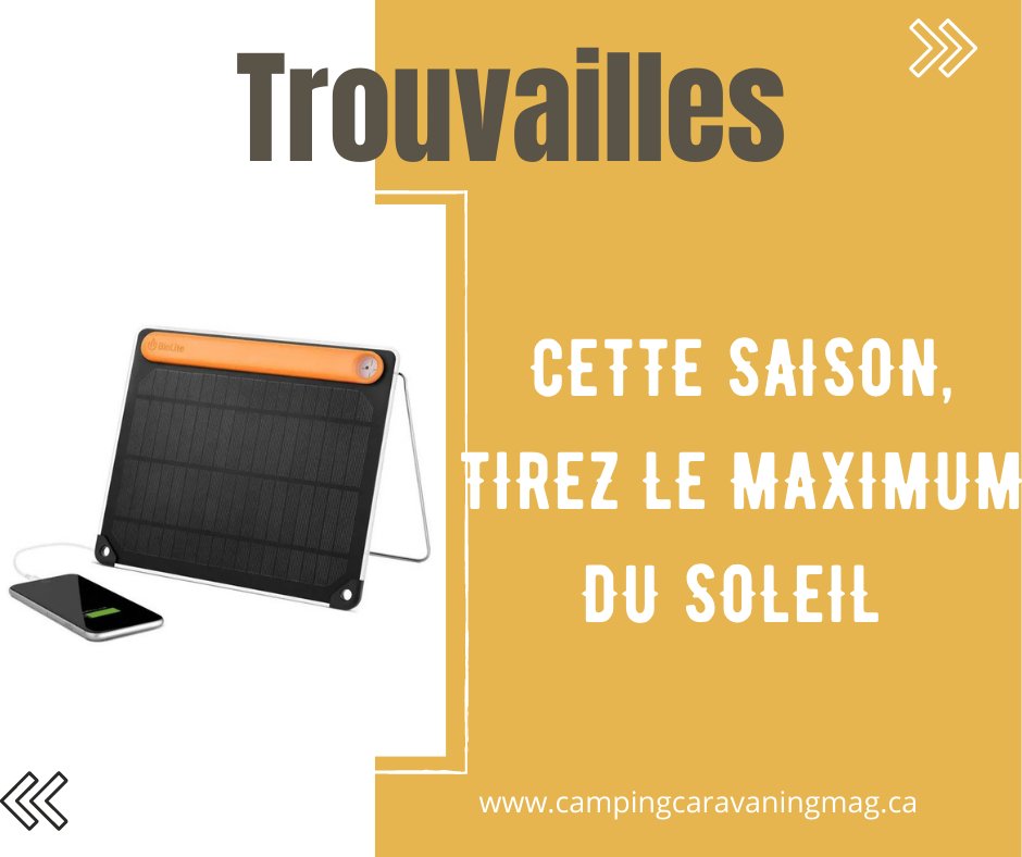 Profitez pleinement de votre temps au soleil grâce à ce panneau solaire 5+ de BioLite. Vous pourrez charger vos tablettes, vos téléphones et tout autre accessoire avec 10 watts d’électricité utilisable.
Vous pouvez le commander en ligne sur 👉bit.ly/3zbTaQn