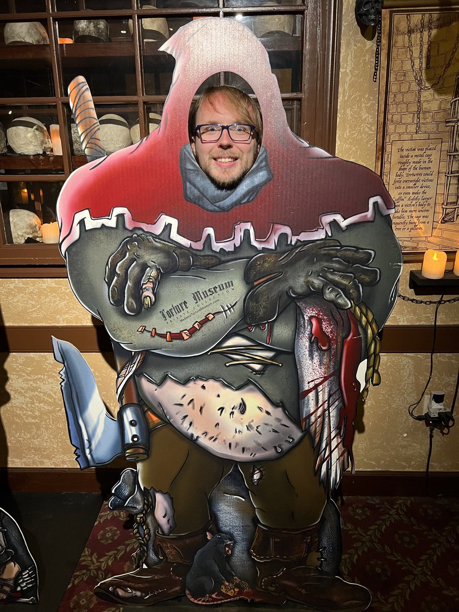 GlitterNGloom41's tweet photo. Medieval torture museum. Oh boy this place was crazy! Shows you every torture &amp; execution device you can think of full of mannequins in them to show them. Learn real history &amp; story behind them.They recommend 18+ &amp; I get it. Very dark &amp; heavy, but fascinating &amp; unique. Loved it! https://t.co/W7OfVkj0wg