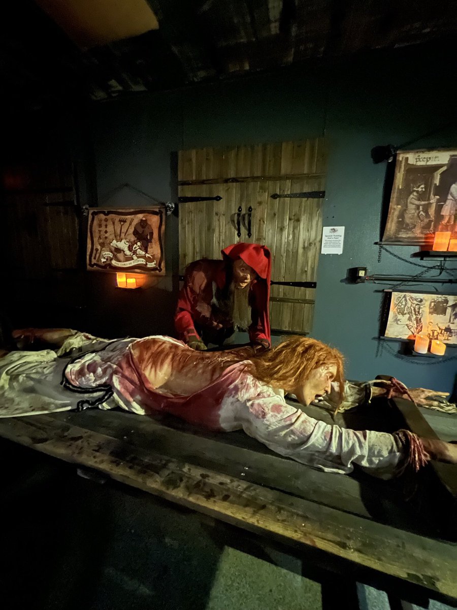GlitterNGloom41's tweet photo. Medieval torture museum. Oh boy this place was crazy! Shows you every torture &amp; execution device you can think of full of mannequins in them to show them. Learn real history &amp; story behind them.They recommend 18+ &amp; I get it. Very dark &amp; heavy, but fascinating &amp; unique. Loved it! https://t.co/W7OfVkj0wg