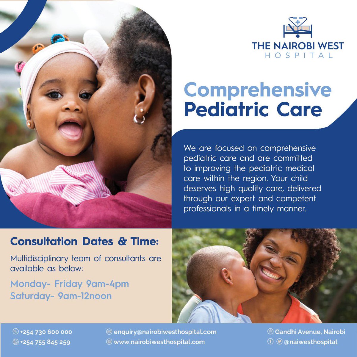 Our Comprehensive Pediatric Care.
Book a consultation session today!
 
Contact us on; 0730600000.
#Tnwhcares
#Multispecialtycare
#Pediatric #Pediatricservices