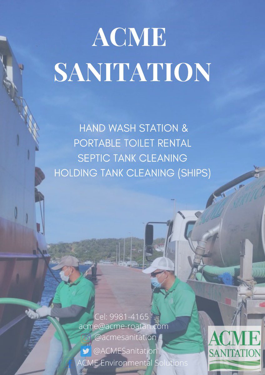 ACMESanitation's tweet photo. Don’t wait until it’s too late. Here are some of the services we offer! Call us for more information ⬇️
📱: +(504)9930-9322
📧: acme@acme-roatan.com 
🏪: Brick Bay, Roatan 

#ACMESanitation #Roatan #SepticTanks #LeachFields #WaterPurificationSystems #WaterAnalysis #TreatmentPlant https://t.co/eDeHh4ULSe