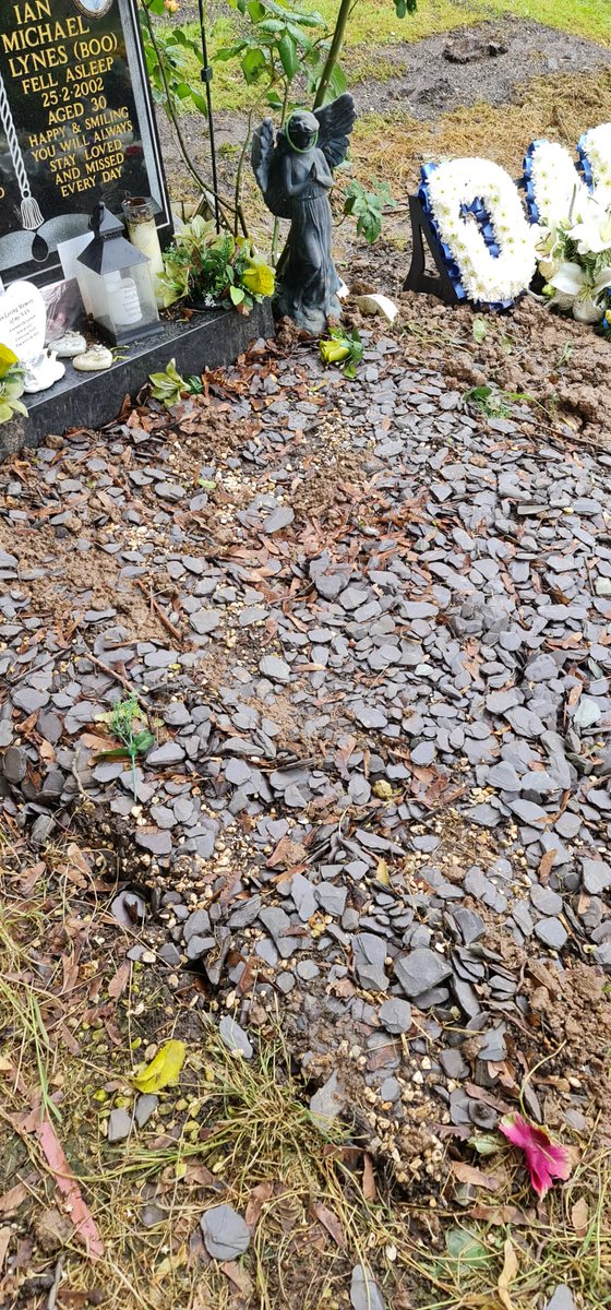 My nan and dad's grave today after <a href="/hullccinfo/">Hull CC Info</a> <a href="/Hullccnews/">Hull City Council</a> groundworkers did this opening up the grave next to them and just left it like this absolutely devastated 😢 plz rt as they have no respect at all