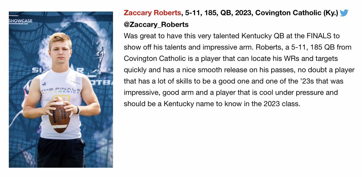 Great time at <a href="/6starfootballMO/">Six Star Football | MISSOURI</a>.
#zaccaryroberts #football

<a href="/NatlPlaymkrsAca/">NatlPlaymkersAcademy</a> <a href="/NCEC_Recruiting/">NPA</a> <a href="/VisionQb/">QB Vision</a> <a href="/PlayBookAthlete/">PLAYBOOK ATHLETE</a> <a href="/CSmithScout/">Chris Smith</a> <a href="/LippertScouting/">Ryan Lippert</a> <a href="/NWahlScouting/">Nate Wahl</a> <a href="/Scout_ScottC/">College Scout</a> @NationalPID <a href="/CollegeScoutFL/">Coach TJ Risner</a> <a href="/QBHitList/">QBHitList.com</a> <a href="/CoachPerrone/">Coach Perrone (My Recruits)</a>