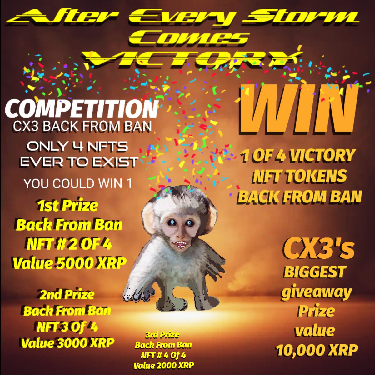 BrianTa22452750's tweet photo. 🔥COMPETITION CX3 VICTORY 🔥
🔥MASSIVE Prize Value 10,000 XRP🔥

🟥RULES
✅FOLLOW👇
✅@BrianTa22452750
✅❤LIKE+RT+TAG 5 FRIENDS 
⏰ENDS 72hr

#NFTs #NFTGiveaway #win
#XRPL #XRP #XRPCommunity
#Competition #giveaway 

👀 VIEW 1ST PRIZE 👇 CLICK ON LINK 
https://t.co/g9J9lLJsBV https://t.co/qw6nY7OAZF