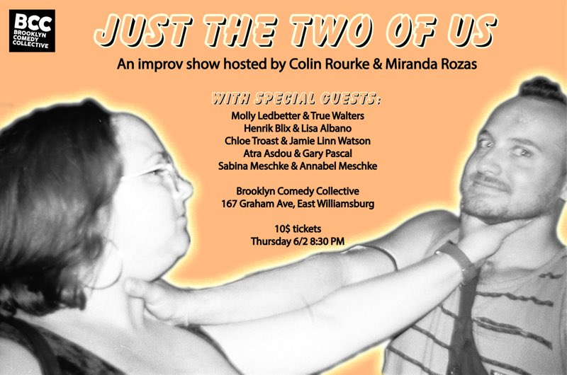 <a href="/thesexydragon2/">Miranda Rozas</a> and I are improvising tomorrow - 8:30pm <a href="/ComedyBrooklyn/">Brooklyn Comedy Collective</a> with a bunch of other funny folks! Ticket link in bio ya dogs
