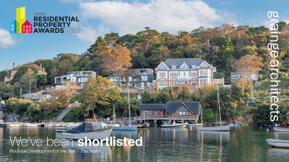 We're delighted to have been shortlisted for this year’s Insider South West Residential Awards with The Yealm, Newton Ferrers. Looking forward to the awards ceremony later this month! 

#SWResiAwards🤞