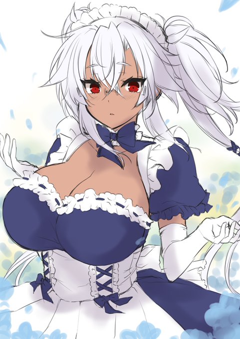 メイド武蔵しゃんのラフが可愛く描けた気がするから今日は寝ます( ˘ω˘ ) 