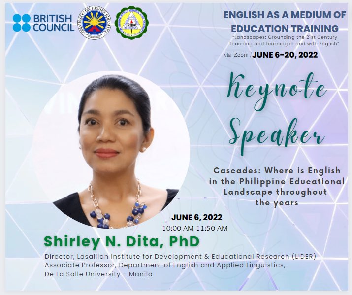 DivineDITA's tweet photo. “Where is English in the Philippine Educational Landscape?” Free and open to anyone interested.
Click to reg: https://t.co/YNMpUW0Z85 https://t.co/0BVQRsVK4H