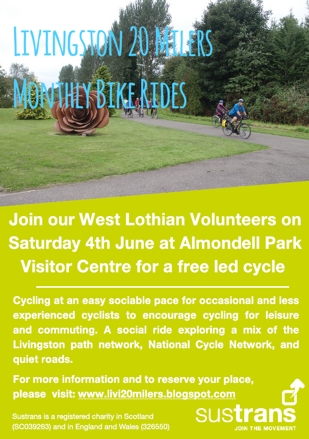 Tomorrow, our ACV <a href="/SustransScot/">SustransCymru</a> West Lothian volunteers are running another free led ride. Sign up below for this free 9-mile social ride. Thank you to those running the ride for making it easier for people to explore <a href="/LoveWestLothian/">West Lothian Council</a> livi20milers.blogspot.com #VolunteersWeekScot