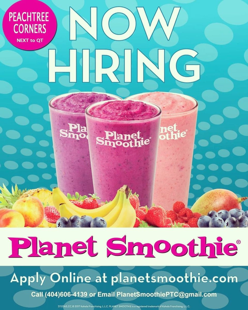 PlanetPtc's tweet photo. WE ARE HIRING!  Competitive pay PLUS tips!  Flexible hours.  Relaxed fun family owned business!!  Apply online or drop by store!  #nowhiring #wesleyanwolves #norcrosshighschool #duluthhighschool #johnscreek
 #dunwoodyhighschool #peachtreecorners #pcbchurch #perimeterchurch https://t.co/Db4zNc0Z1z