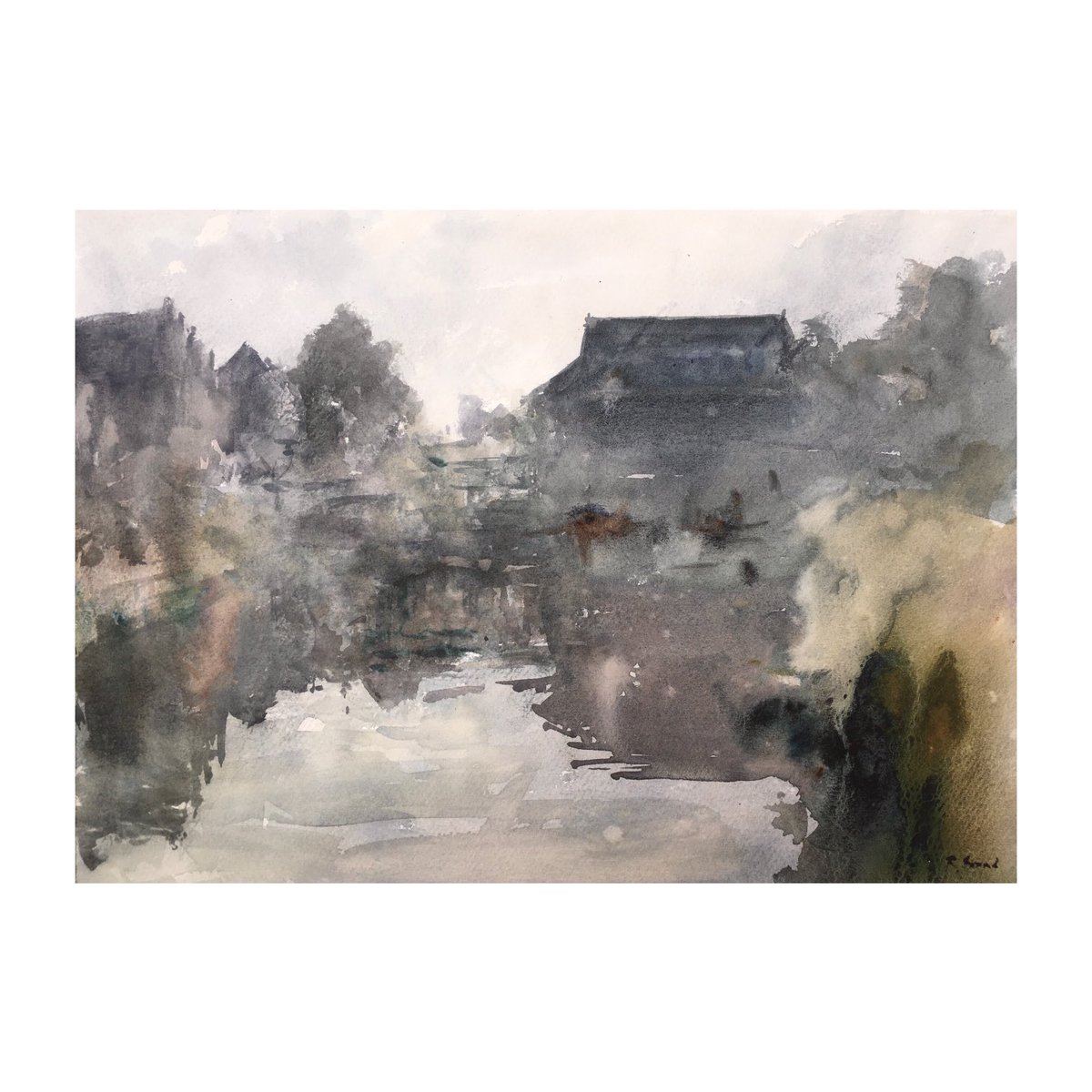 primarypalette's tweet photo. River Wensum at New Mills, Norwich. Quarter sheet watercolour on Millford CP. #watercolour #watercolor #britpleinair #pleinairuk #winsorandnewton #stcuthbertsmill #pleinair #norwich #riverwensum https://t.co/1ukAkM4Wxg