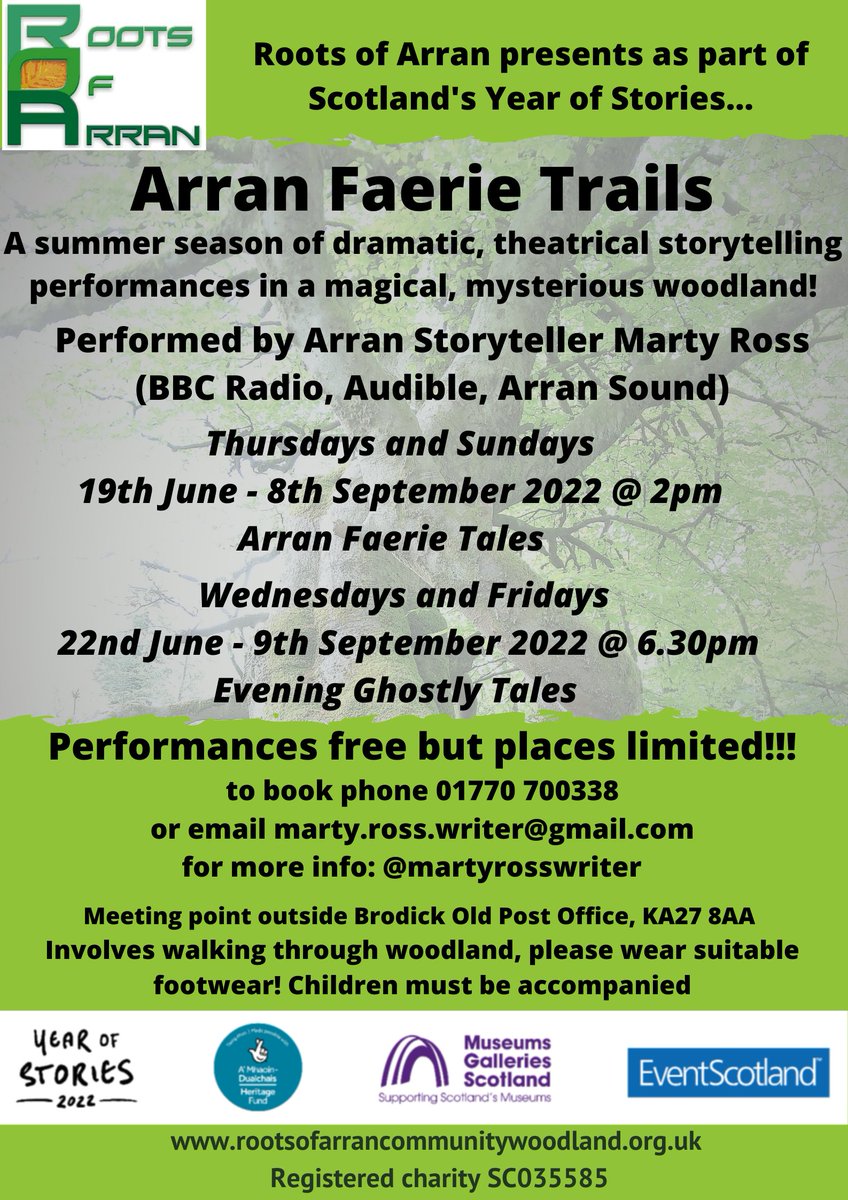 MartyRossWriter's tweet photo. Spot of reheasal today for my summer season of #storytelling #theatre in the Roots of Arran woodland. Not long now till I start spinning magical yarns in an even more magical forest for Scotland's Year Of Stories. Starts June 19th! #TalesOfScotland #YS022 #Arran #Theatre https://t.co/RbS4ZaL9B0