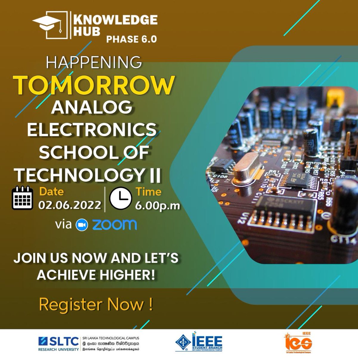 sltcieeeies's tweet photo. !!HAPPENING TOMORROW‼

🗓️ Date : 2nd June 
⏰ Time : 6.00 p.m.
🖥️ Platform : Zoom

Grab this golden opportunity 🤩
Registration link 👇

Register link:
https://t.co/qWVra9NNxD

#IEEE #IES #SLTC #KnowledgeHub6.0 https://t.co/rNfob3sdmB