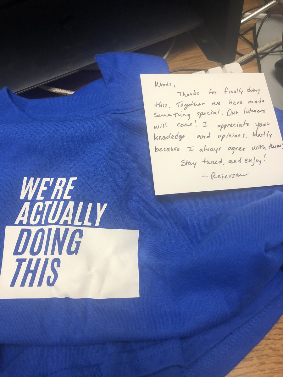 woodsdana's tweet photo. Now I know why @mr_reierson was asking me my shirt size. Thanks Casey. It’s been great season hosting with you. Can’t wait for season 2! I am only funny when you are around. #weareactuallydoingthis https://t.co/151EgzXoG8 https://t.co/a1yloH02qU