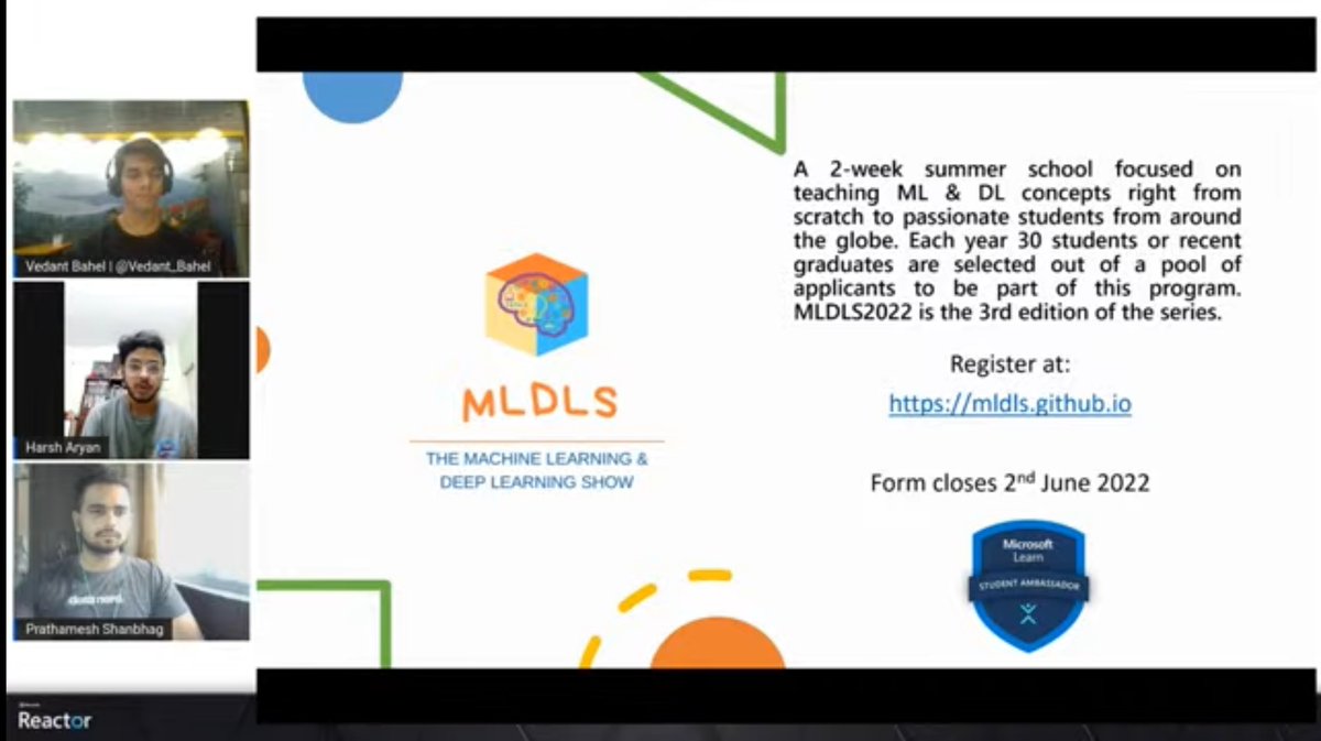 TheMLDLS's tweet photo. Recording of "Getting Excited to Learn AI/ML" is available on-demand.
https://t.co/ubR1iFeWO5

#MLDLS2022 https://t.co/cdl14le3r7