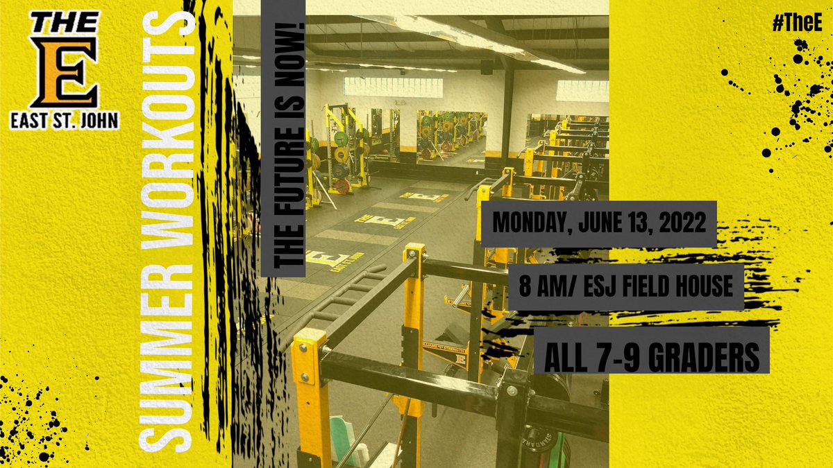 Calling all middle schoolers in St. John Parish. The Future Starts NOW! Come get trained at TheE. We have two Excellent Strength/Conditioning Coaches <a href="/reggieharalson/">coachjugg</a> and Calvin Ursin. Come get better💪🏾💪🏾💪🏾
#TheE