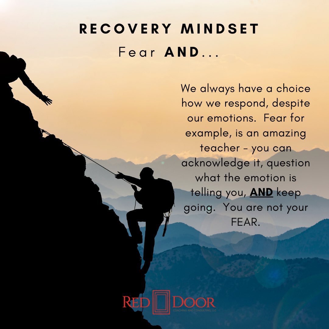 reddoorcoaching's tweet photo. The power of "AND" helps balance disruption. It acknowledges both your feelings and keeps you in the present. Let fear inform you vs control you.

#sobercurious #soberlife #recoveryispossible #recoverysayings #soberwitch #sobermom #sobersisters #RecoveryPosse https://t.co/KFNtGMan5e