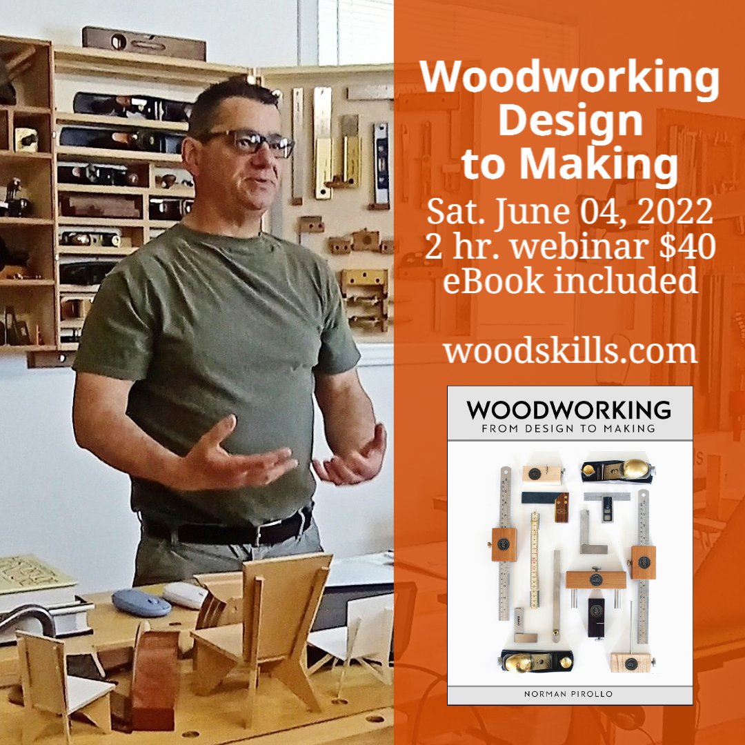 pirollodesign's tweet photo. Apply new methods to your woodworking. Evolve your design into a furniture piece. Make your furniture making more efficient. Join me in a info-packed 2 hour session 🙂 Class recorded with chat. Register at https://t.co/4U7cD1e3sW Woodworking: Design To Making (eBook) included. https://t.co/w7oQnJaAC0