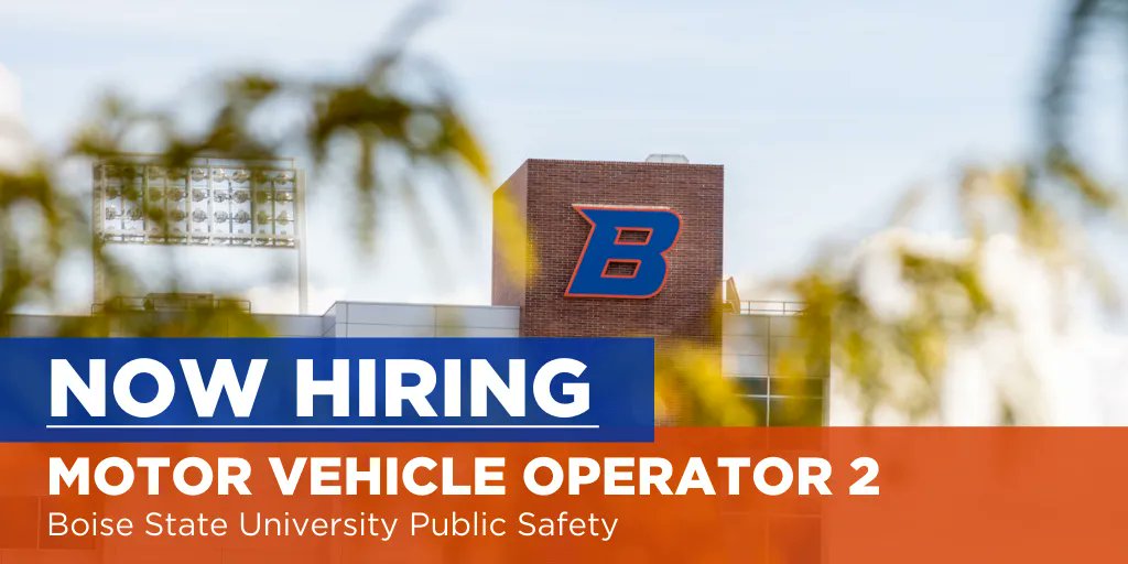 . <a href="/BoiseState/">Boise State University</a> is seeking a Motor Vehicle Operator 2 for the Department of Public Safety. This position will operate and maintain motor vehicles over 8000 pounds gross vehicle weight to transport personnel and/or materials.

#ApplyNow: buff.ly/3x0luDJ