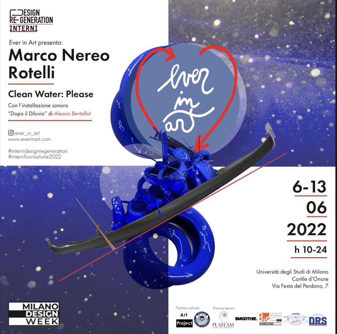 alebrunelloxyz's tweet photo. #interni #desingweek #salonedelmobile Ho il piacere di curare con Anna Maria Orsini in @LaStatale la mostra #cleanwaterplease di Marco Nereo Rotelli e @bertallot prodotta da #everinart https://t.co/Ml1DWCGCfz