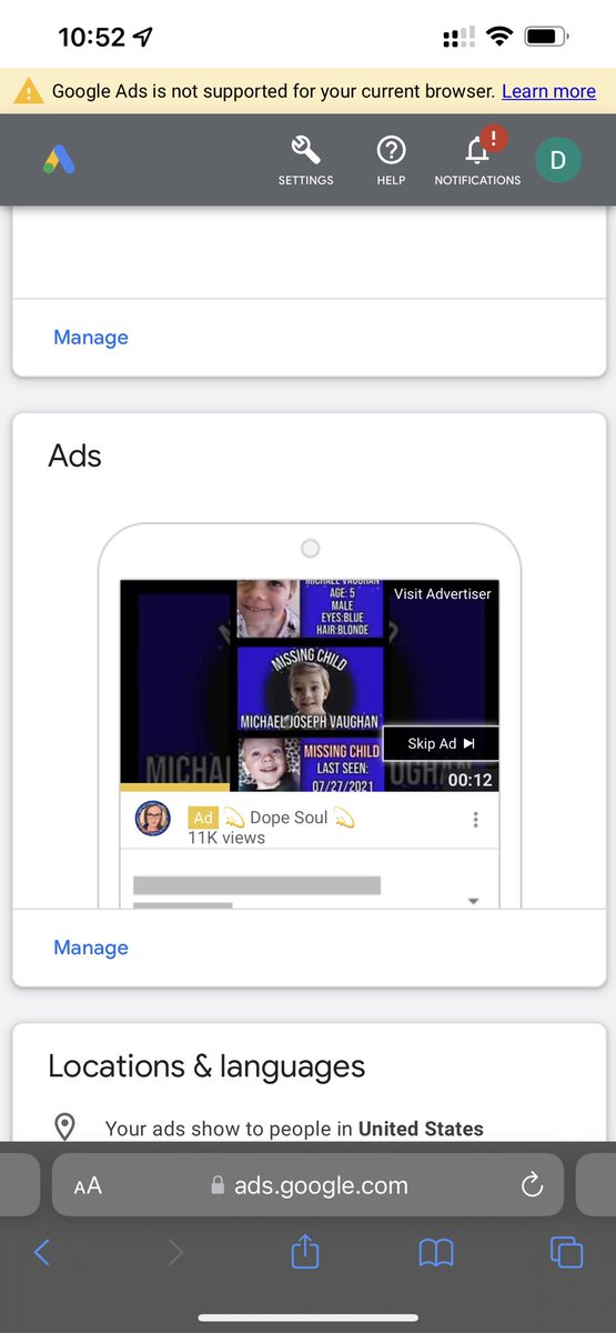 DopeSoulGirl's tweet photo. My own personally sponsored google ad for Michael had 11k+ views in May.  Maybe it will help, maybe it won’t… but at least it got his face out there to even more people!  💙🐒💙 #michaelmatters https://t.co/y36xw59rUi