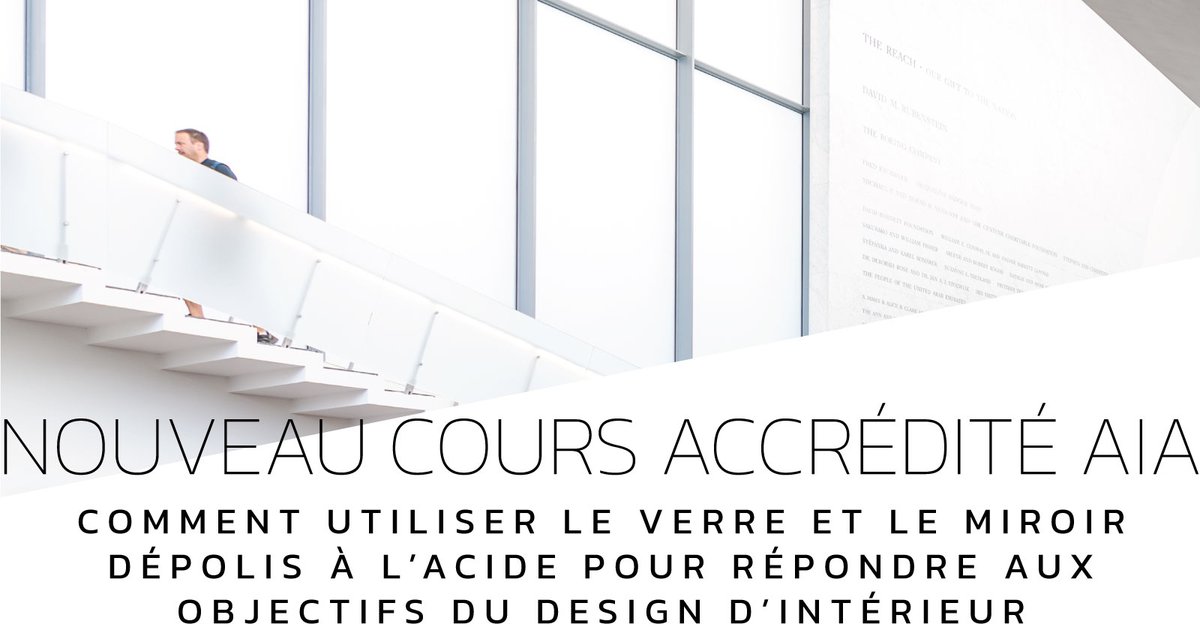 VerrerieWalker's tweet photo. Nouveau cours ! Notre dernière formation accréditée par le #AIA pose un regard sur le monde du design d’intérieur avec le verre et le miroir dépolis à l’acide.
Voir le plan du cours sur https://t.co/Ge72ZCbF6j
#WalkerTextures #architectes #architecture https://t.co/y9xdVxhBzX