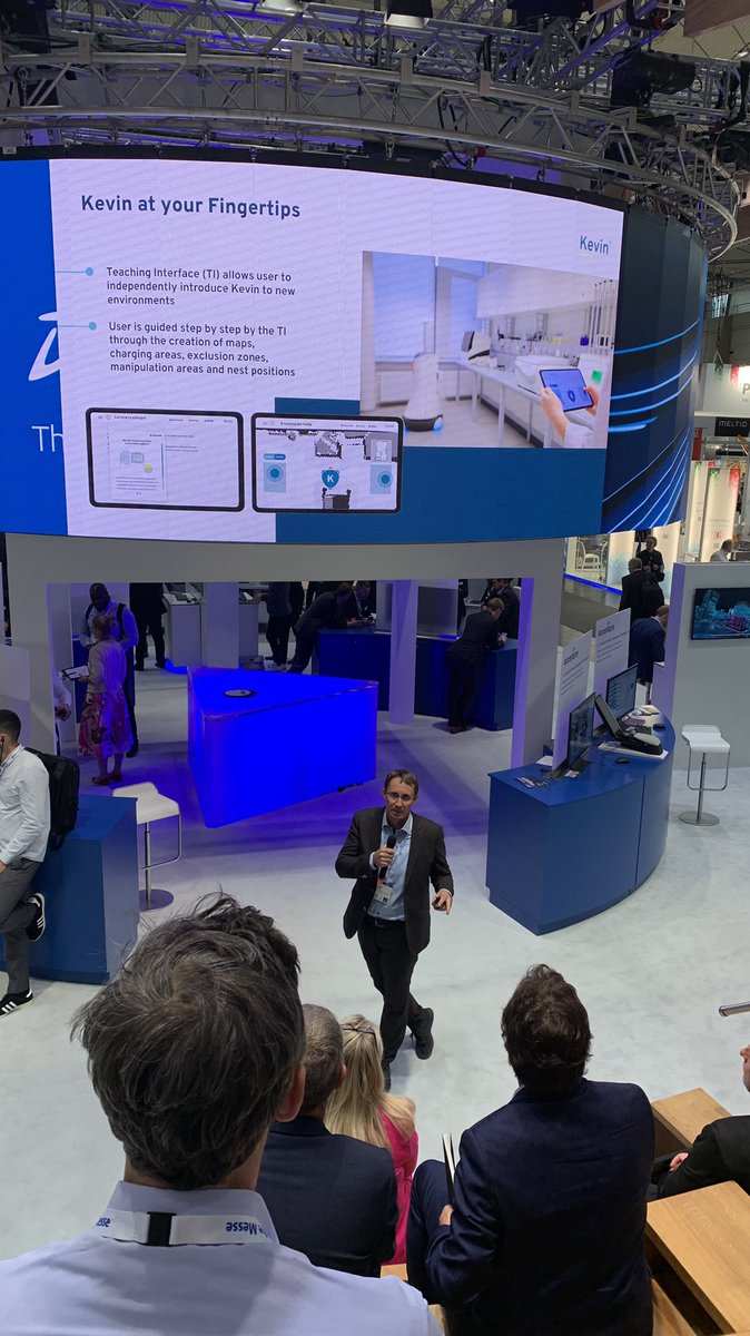 3DEXPERIENCELab's tweet photo. Live here on @3DSGermany booth at #HM22 #KevinRobot presenting their autonomous robot and their use cases in laboratories @hannover_messe #innovation #lifescience #startup https://t.co/fdvTPxDHxZ
