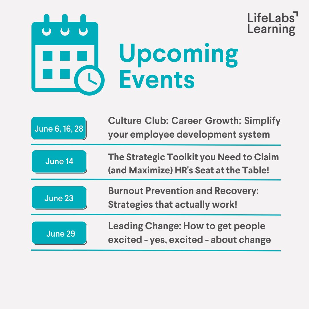Are you an HR professional who loves to learn? Our June events calendar is full of fun (and free!) skill-building opportunities for you. Register now for one (or all) of our June events at the link in our bio: home.lifelabslearning.com/events22!
