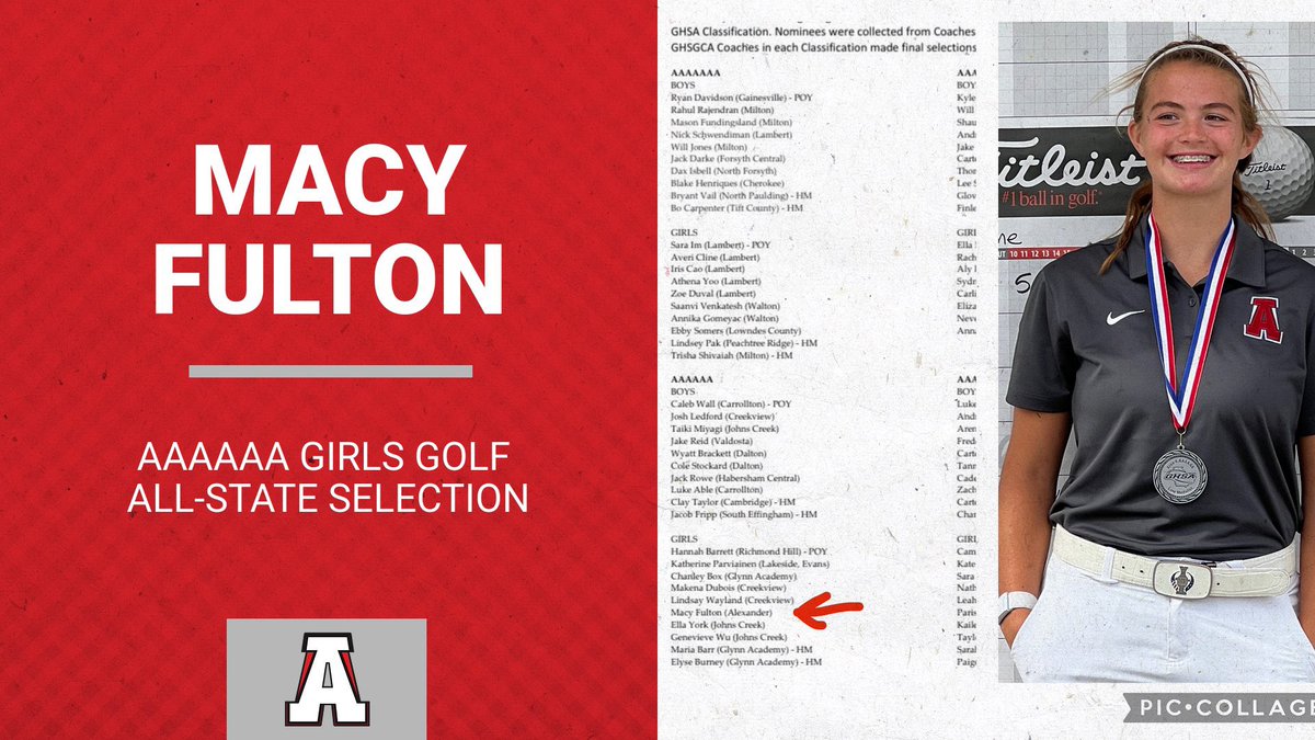 Congratulations to Macy Fulton on her AAAAAA All-State Selection
