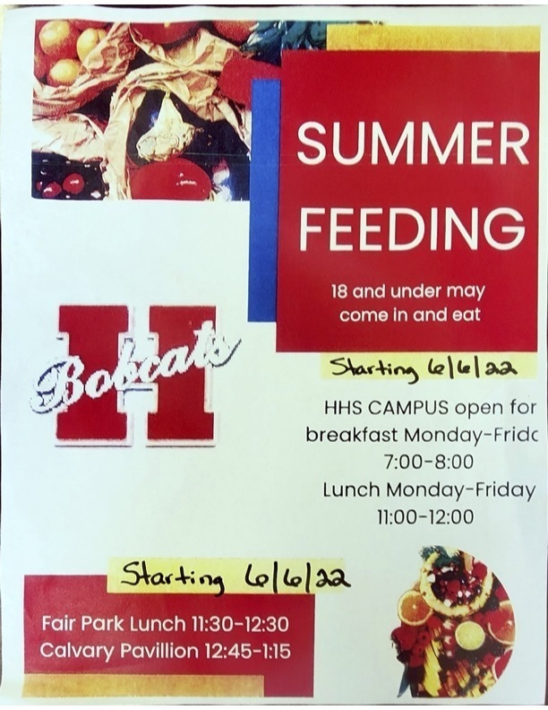 SUMMER MEALS program begins June 6... See attached flyer for details.