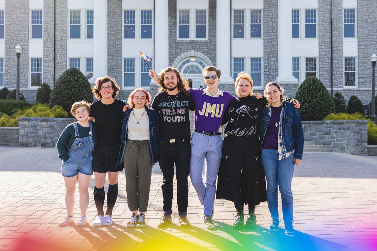 JMU's tweet photo. "This Pride Month, we are celebrating authenticity, bravery, love, and progress. Reach out to your family and friends to let them know that, no matter what, you love and support their true self. Love is where change begins." (6/6) https://t.co/BTOXhjEGIA