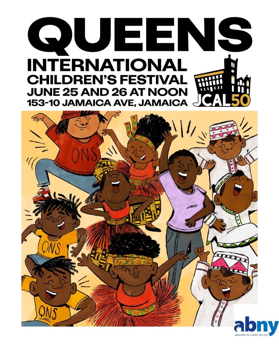 jamaicaarts's tweet photo. JCAL's Queens International Children's Festival is coming soon with free entertainment and activities for the entire family to enjoy. 

RSVP Here: https://t.co/djVFuKH1ID

Art by @ZachMccurdy1 https://t.co/3eQFV546zD