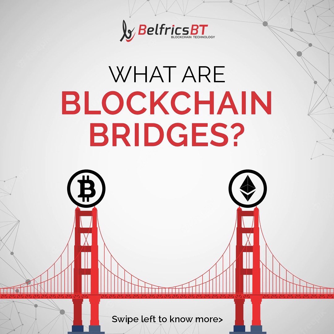 belfricsbt's tweet photo. Blockchain bridges, often referred to as network bridges, are programmes that allow users to transfer #digitalassets from one #blockchain to another.

Make your #datatransactions easy &amp; convenient using Blockchain bridges!

#BelfricsBT #blockchainbridges https://t.co/Ijq39IcbLc