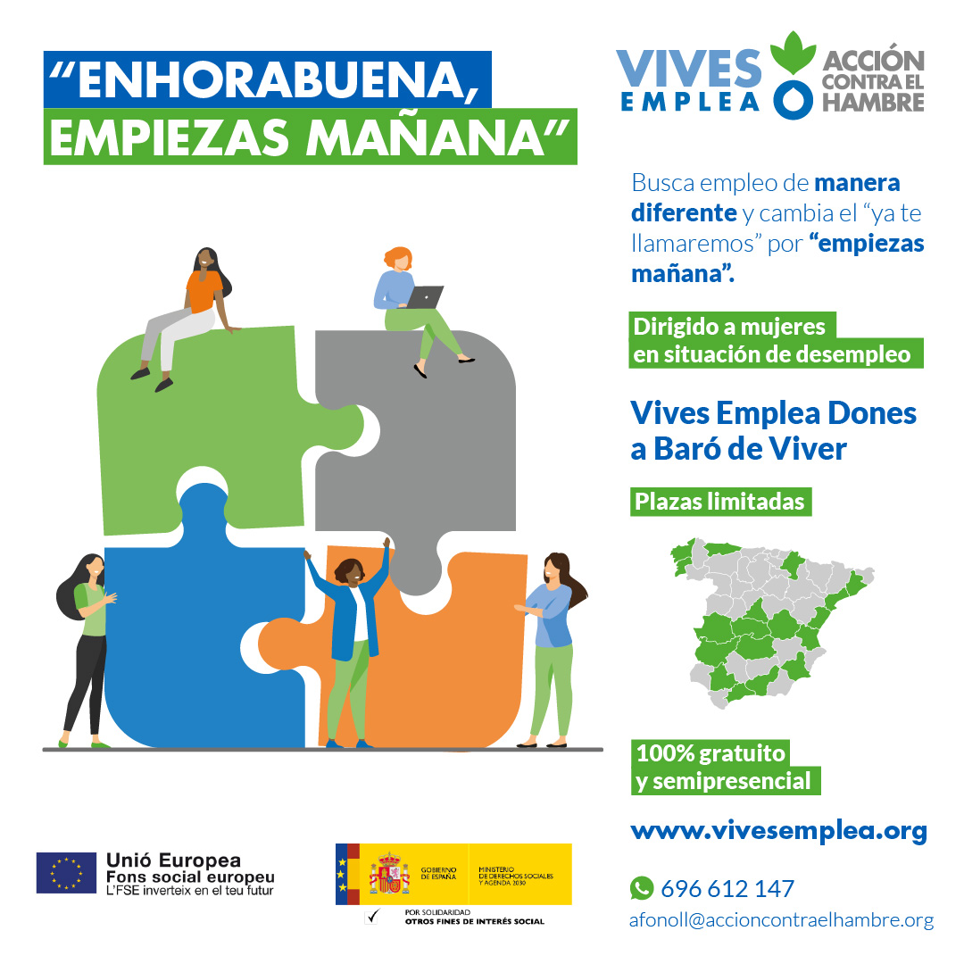 AcciocontraFam's tweet photo. 👩‍🍳Si estàs buscant feina i vols que algú t’assessori i t’acompanyi per poder aconseguir-ho ben aviat: Vives Emplea Dones Barcelona és el programa ideal.

👩‍💻El programa és gratuït, semipresencial i totalment flexible a les teves necessitats!

Inscripcions➡️https://t.co/KaBmkzzPye https://t.co/q71FR3fuY1