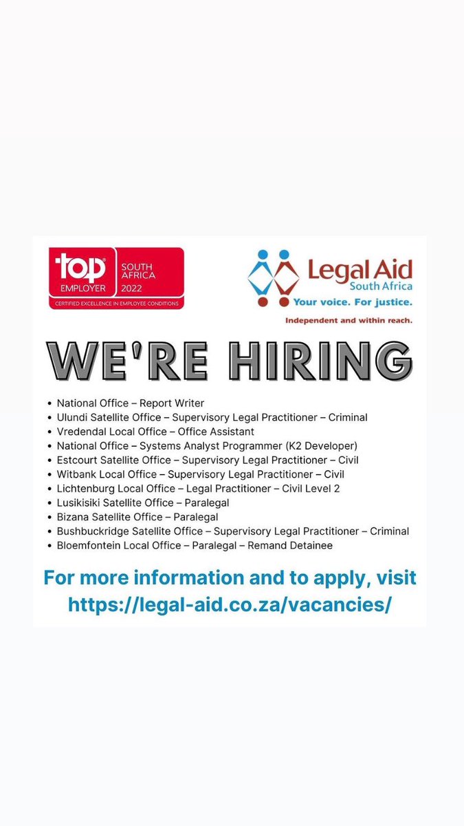 employ_a_lawyer's tweet photo. Legal Aid Vacancies https://t.co/mbksR4fJKA