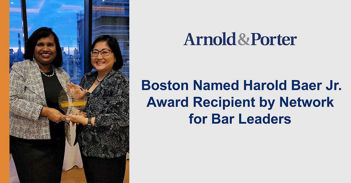 arnoldporter's tweet photo. 👏 Congratulations to partner Sheila Boston on receiving the Harold Baer Jr. Award by @NetworkNY. 

The annual award is given to a law professional who strives to fight for advocacy of #diversity, #equity, and #inclusion.

Learn more: https://t.co/ODleqjNHRd

#DEI https://t.co/yiuV91AjQS
