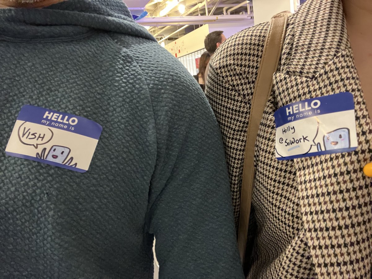 SoWorkHQ's tweet image. The better the name tag, the better the presentation. 😉

Thanks to Holly for supporting Vishal at his recent presentation at the Harvard Innovation Labs and lending us her amazing art skills.

#digitalartist #mynameis #metaversedesign