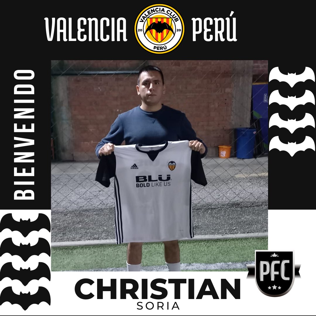 ValenciaCFPeru's tweet photo. BIENVENIDO 🦇

Christian Soria será parte de la muralla defensiva de #LosMurciélagos.

Experiencia y seguridad asegurada para comenzar el  #TorneomásApasionante del fútbol 7 LIGA PFC

#familiavalencianista #ADNVCF #amuntvcfperú #ADNBroncoyCopero https://t.co/oFrtY4kceP