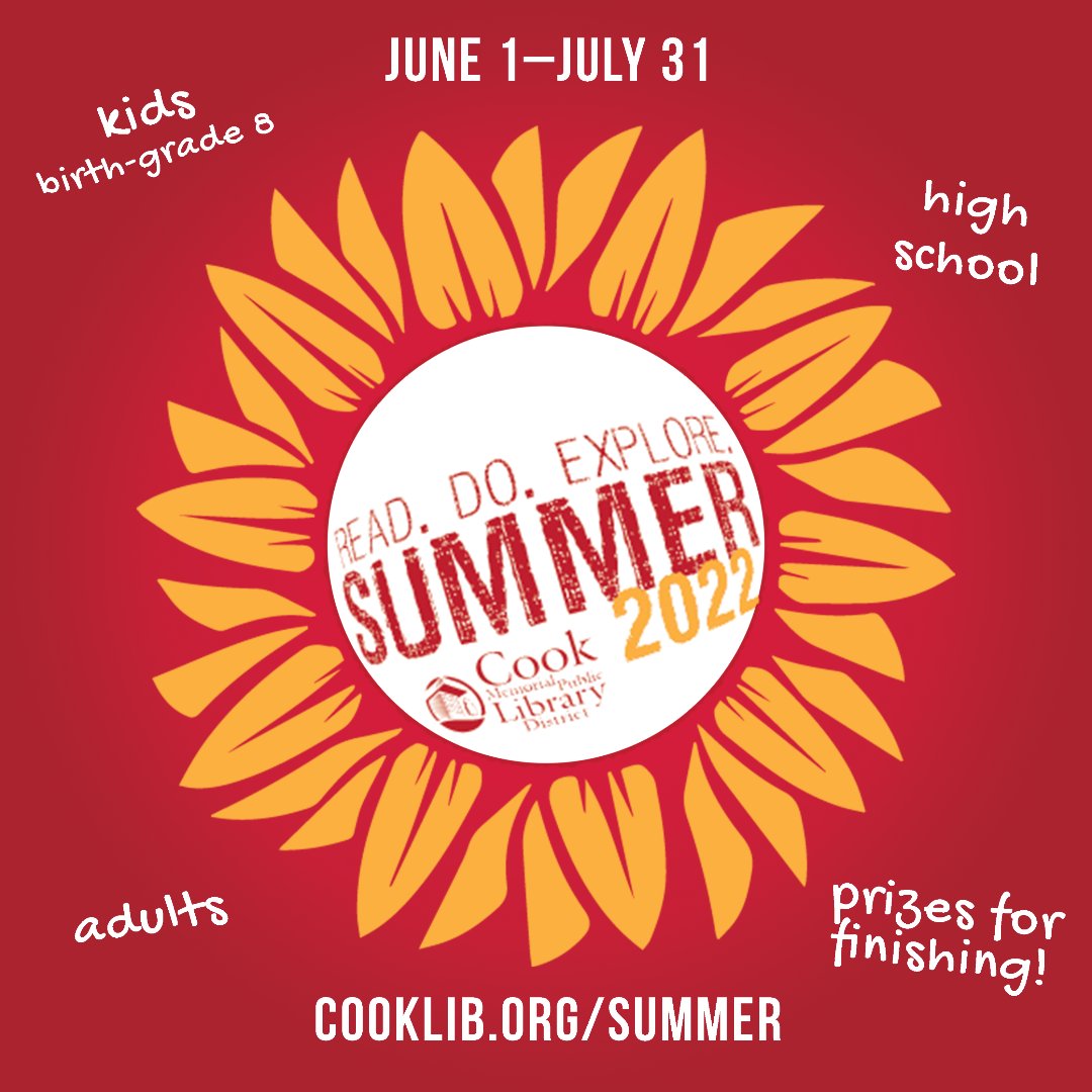 CookLibrary's tweet photo. Summer Reading is here! From now until July 31, read books, do activities, and explore other great library content for your chance to win prizes! Register at https://t.co/0NQeDAum08 or at the Reference Desk to start earning points. 📚🌻✨
#summerreading #summer #readtowin https://t.co/XC6VDMFYyq