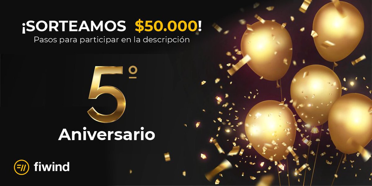fiwind_io's tweet photo. ¡Cumplimos 5 años #sorteamos $50.000 pesos!🥳

Para participar 🇦🇷👇

✅ Retwittea este post
✅ Registrate en nuestra plataforma: https://t.co/3oYQ58Z0jB (acreditaremos los #premios en las cuentas de los ganadores)

🎁 5 ganadores ($10.000 c/u)

🕒 El #sorteo se realizara el 08/06 https://t.co/vs1SDcILve
