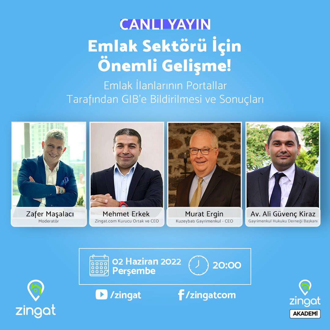 zingatcom's tweet photo. Zingat'ın online etkinliğinde bu hafta; İnsan Kaynakları ve Eğitim Gelişim Direktörümüz Zafer Maşalacı'nın moderatörlüğünde “Emlak İlanlarının Portallar Tarafından GIB’e Bildirilmesi ve Sonuçları” üzerine sohbet edeceğiz. ⁠
👉🏻https://t.co/SYsqWYFuRo https://t.co/AnmJ2x2grh