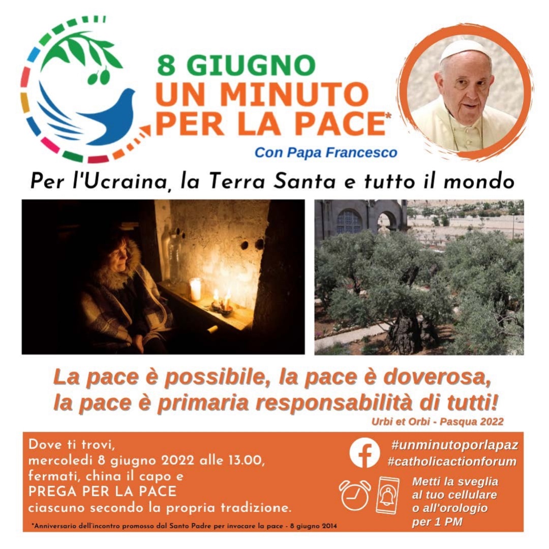 CA_Forum's tweet image. Diamo una mano alla pace 🙏 
8 giugno 2022 – ore 13 UN MINUTO PER LA PACE
#unminutoperlapace #unminutoporlapaz #umpp #Pace #Ucraina #TerraSanta #pace 
🔽🔽🔽
catholicactionforum.org/2022-un-minuto…