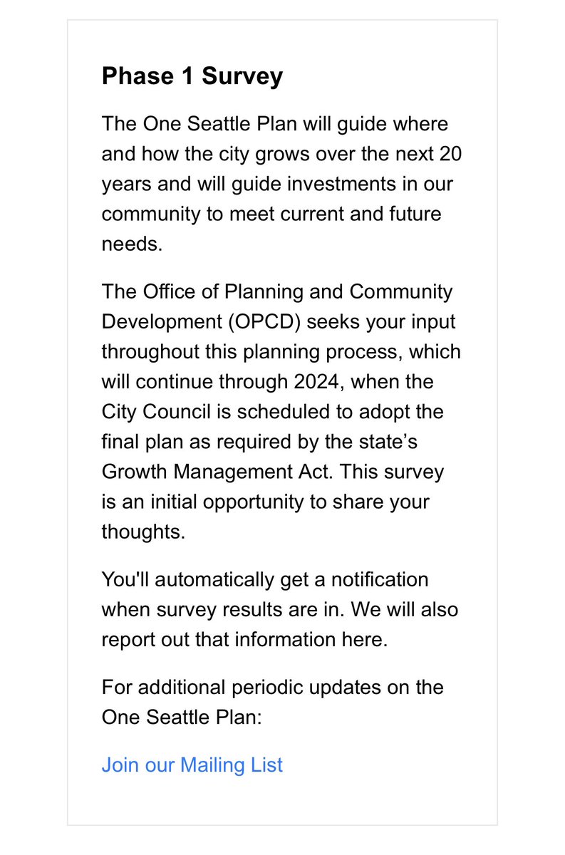 HousingAndParks's tweet photo. Seattle — if you want to fight for upzones you’re going to have to weigh in on wonky surveys over next several years. 
✅ Sign up for updates @SeattleOPCD! 

#Yimby #RezoneSeattle #SeattleProcess #JustBuild #HousingNow #TaxTheRich #SeattleSocialHousing 

https://t.co/u3DquMDQ6m https://t.co/ze6MlayWhC