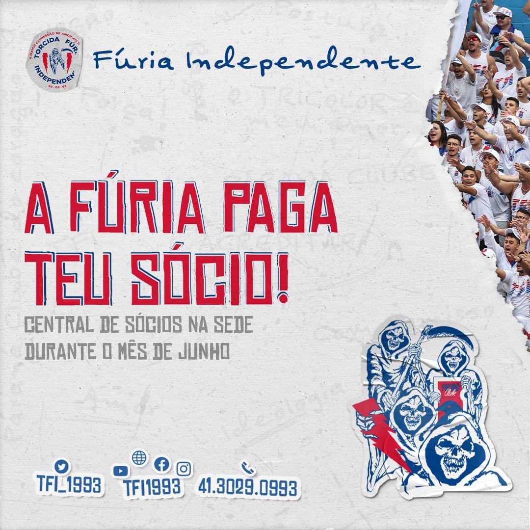 TFI_1993's tweet photo. Tá ruim de grana? A Fúria paga teu sócio!
Durante o mês de junho, você poderá fazer o seu cadastro de sócio do Paraná Clube na sede. Ao final do mês vamos sortear um dos sócios feitos na sede e a TFI vai pagar UM ANO de mensalidade pra você!

Somos a Fúria.
Diretoria. https://t.co/JF3JLBCmEu
