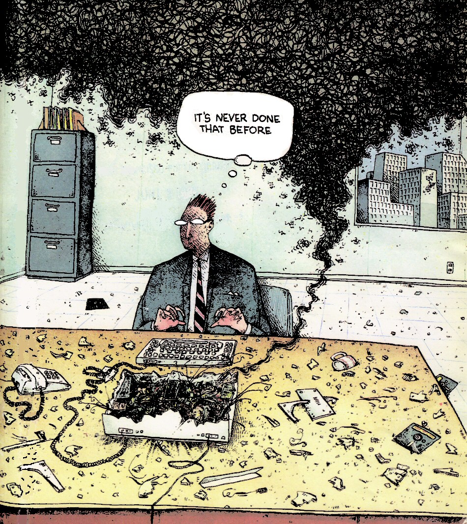 BerkeleyBrett's tweet image. &quot;It&apos;s never done that before&quot; 🤣 Vintage Datamation cartoon (mid-1980&apos;s, I believe 🙂 ) en.wikipedia.org/wiki/Datamation --- #Datamation