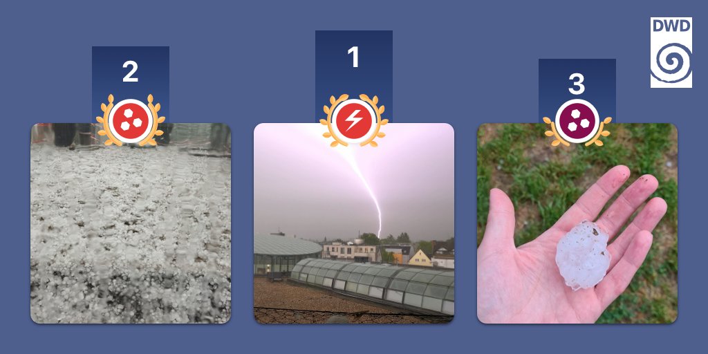DWD_presse's tweet photo. Heute endet die Meldesaison #Frühling in der DWD-#WarnWetter-App und unsere Entwickler:innen haben die Bilder mit den meisten "hilfreich"-Markierungen rausgesucht – Hier sind die Top 3!⤵️
Es waren in der Frühlingssaison 216 726 Meldungen, 33 358 davon mit Bild. Vielen Dank!
/tg https://t.co/iFCxV4Sxs9
