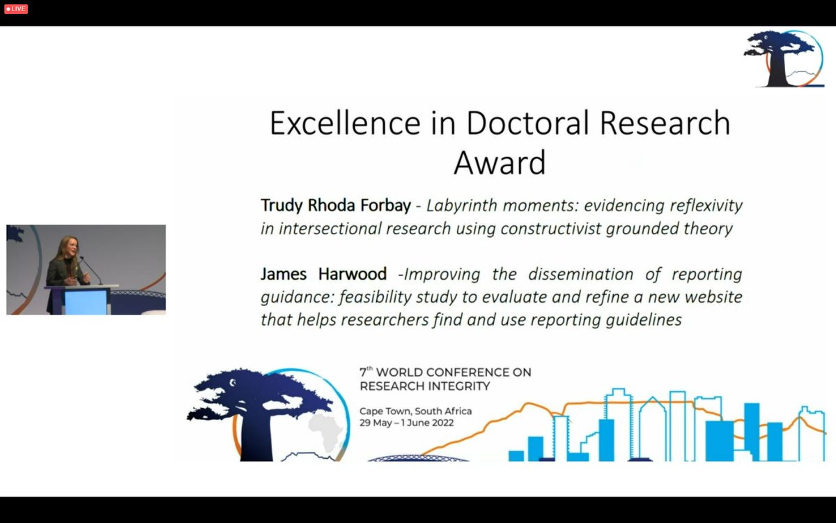 So proud to see my DPhil student @jamesrharwood win the Excellence in Doctoral Research Award at the World Conference on Research Integrity #WCRI2022 for his work to improve dissemination of reporting guidelines!

Well done James!

#researchintegrity #reportingguidelines