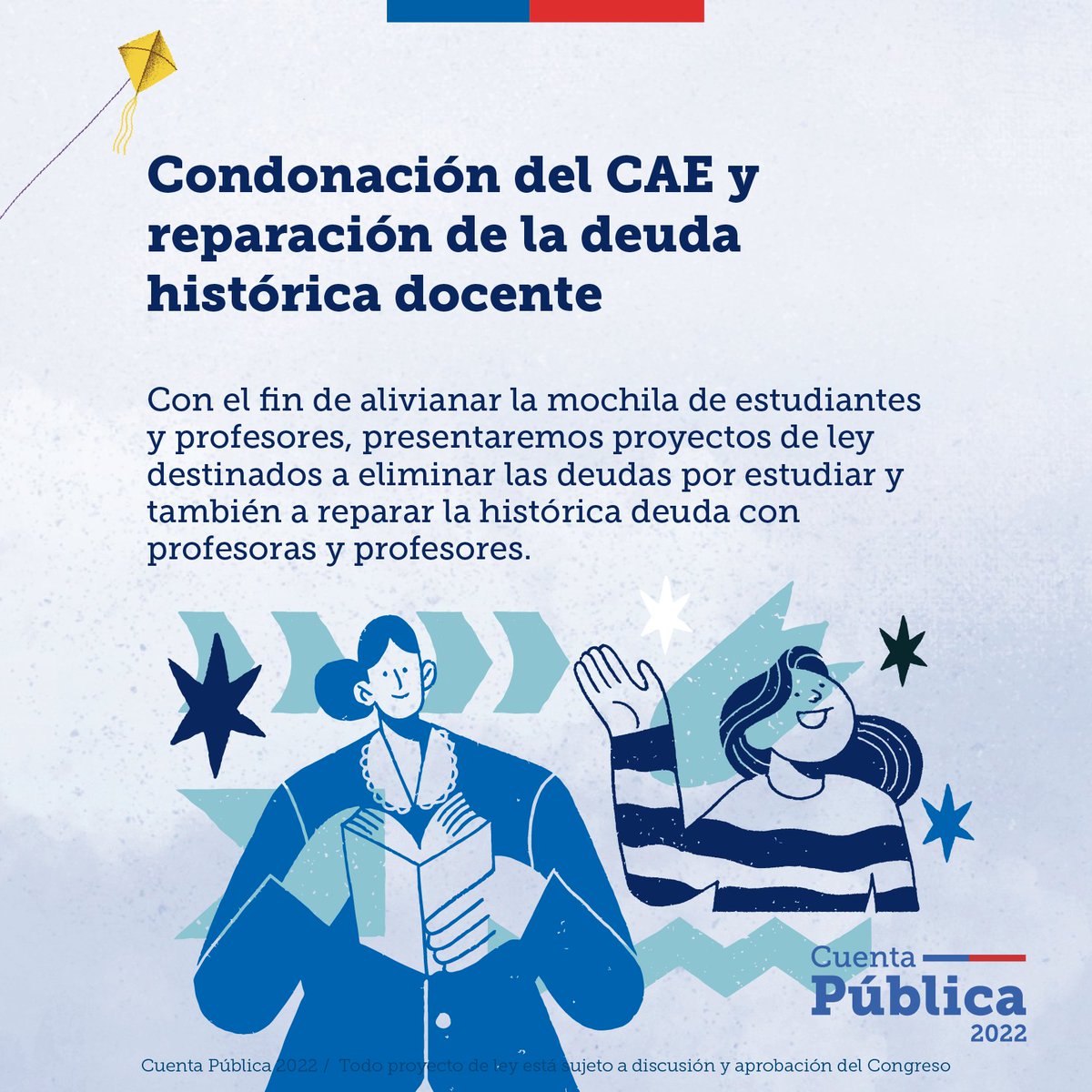 ¡No más deudas por estudiar! 📚

No queremos más generacionese endeudadas por haber accedido a la educación superior. Por eso, con nuestra reforma tributaria, presentaremos el Plan de Condonación de la Deuda Educativa para CAE, Fondo Solidario y Corfo 🤝 #CuentaPública2022