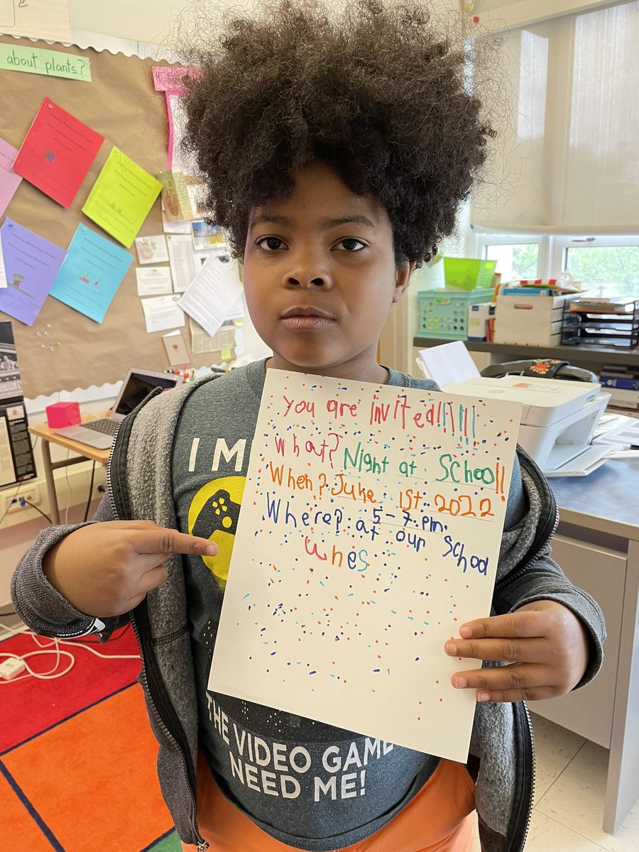 martagcuasante's tweet photo. When students are an active part in inviting their families to school events โค๏ธ#writingwithapurpose #curriculumnight @WitchcraftElem1 @SalemSchoolsk12 https://t.co/Oj6ZgGGr2h
