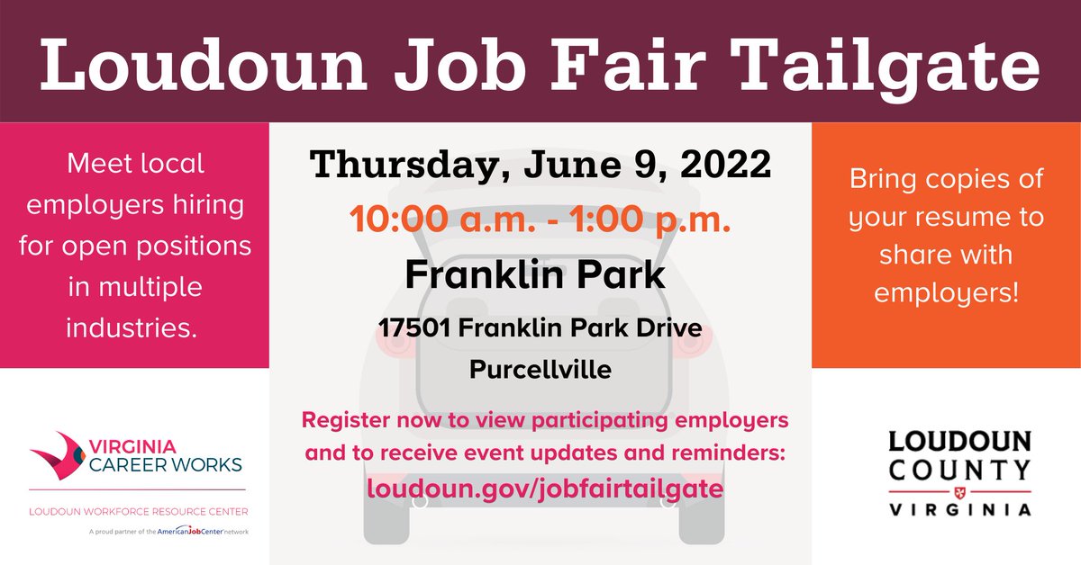 If you are looking for a job, please plan to attend the Job Fair Tailgate on Thursday, June 9! #loudouncounty #jobs #careeropportunities #hope #dignity #FranklinPark #dressforsuccess #resumes